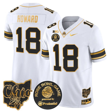 Personalized OSB Rose Bowl Gold Vapor Limited Jersey - White Gold / Will Howard Stitched