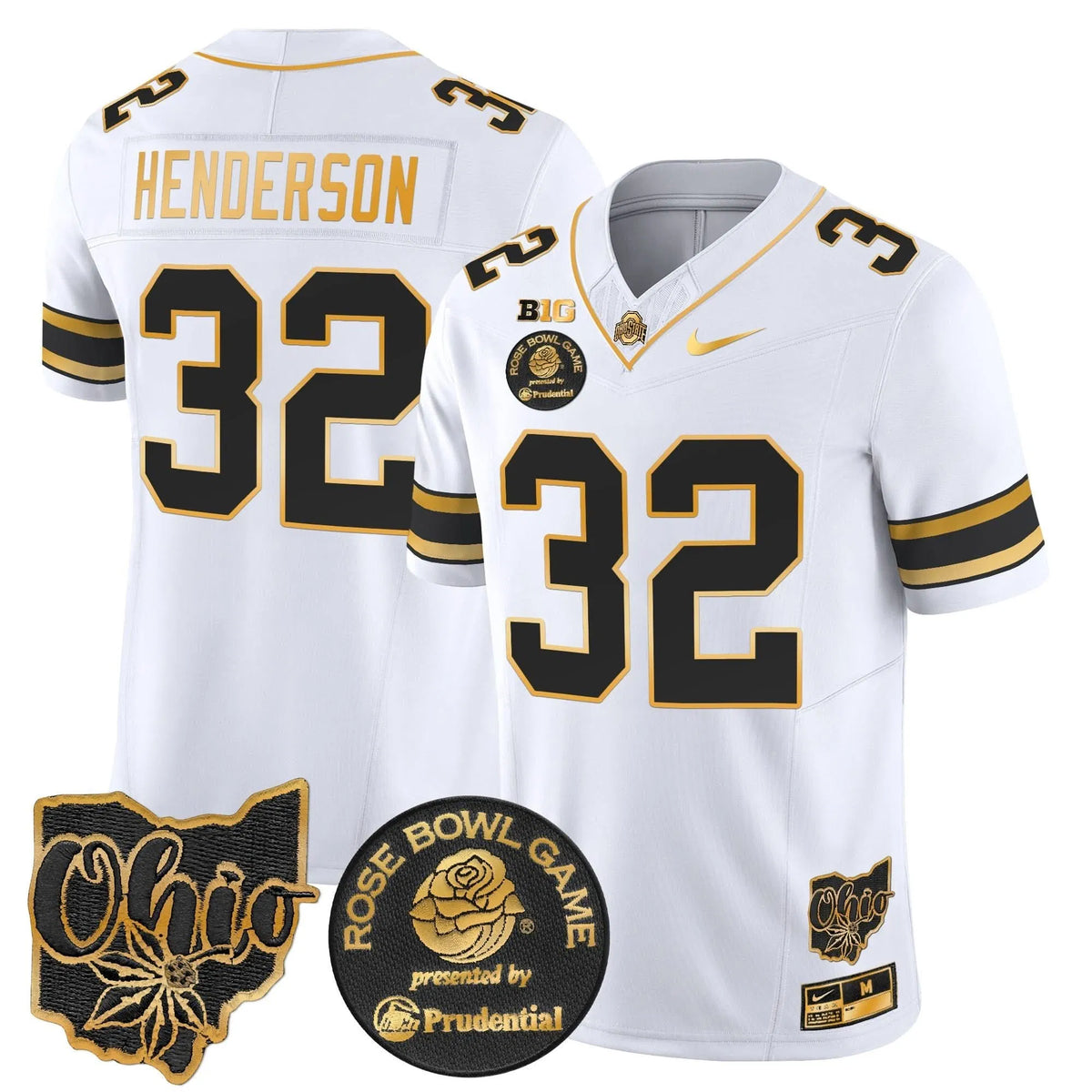 Personalized OSB Rose Bowl Gold Vapor Limited Jersey - White Gold / Treveyon Henderson Stitched