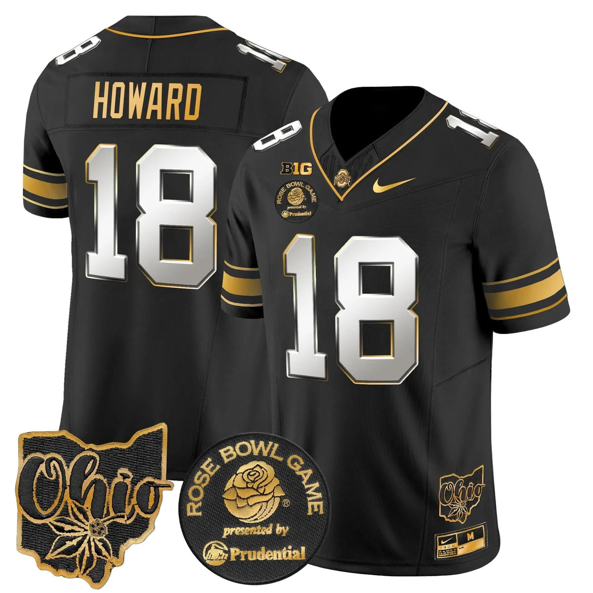 Personalized OSB Rose Bowl Gold Vapor Limited Jersey - Black Limited / Will Howard Stitched