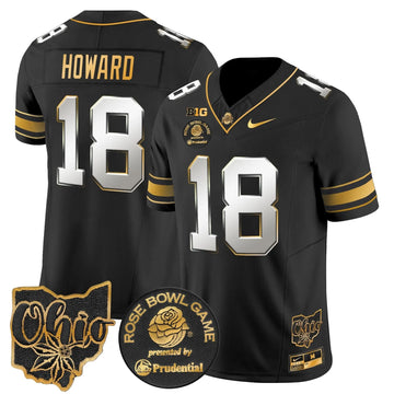 Personalized OSB Rose Bowl Gold Vapor Limited Jersey - Black Limited / Will Howard Stitched