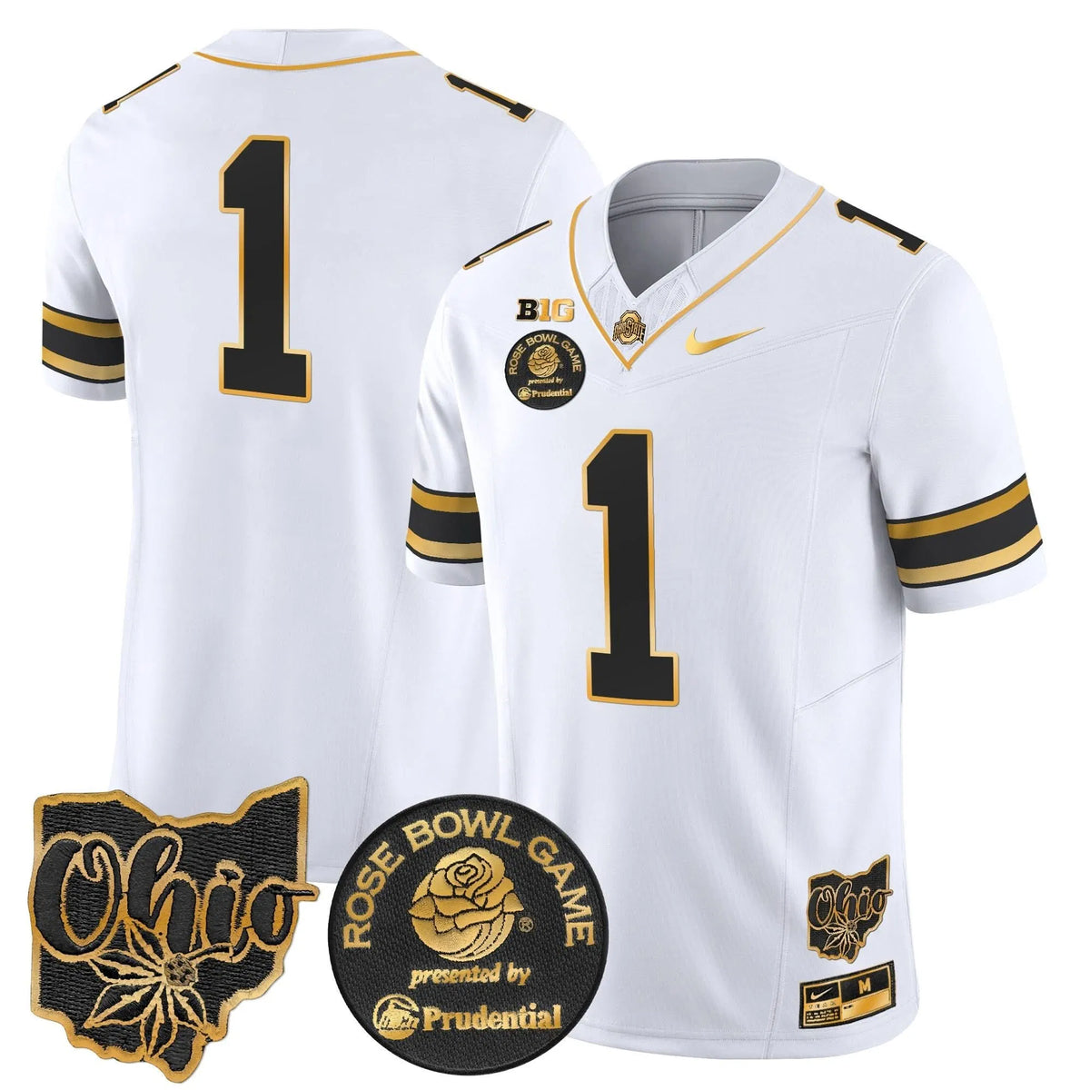 Personalized OSB Rose Bowl Gold Vapor Limited Jersey - White Gold / #1 Team Stitched