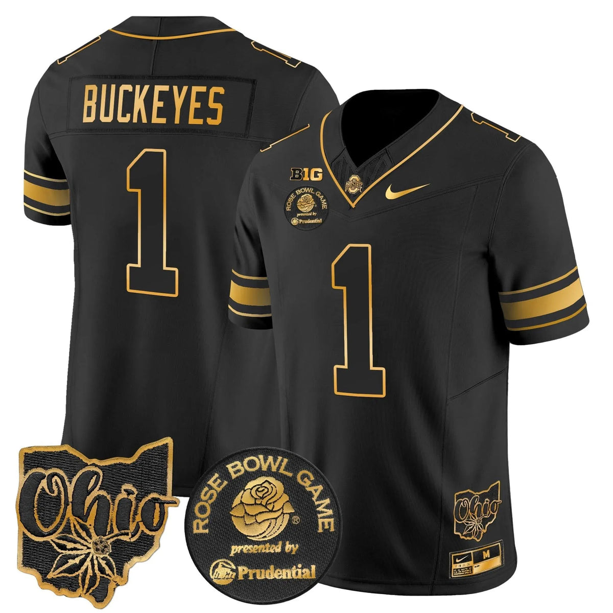 Personalized OSB Rose Bowl Gold Vapor Limited Jersey - Black Gold / #1 Buckeyes Stitched