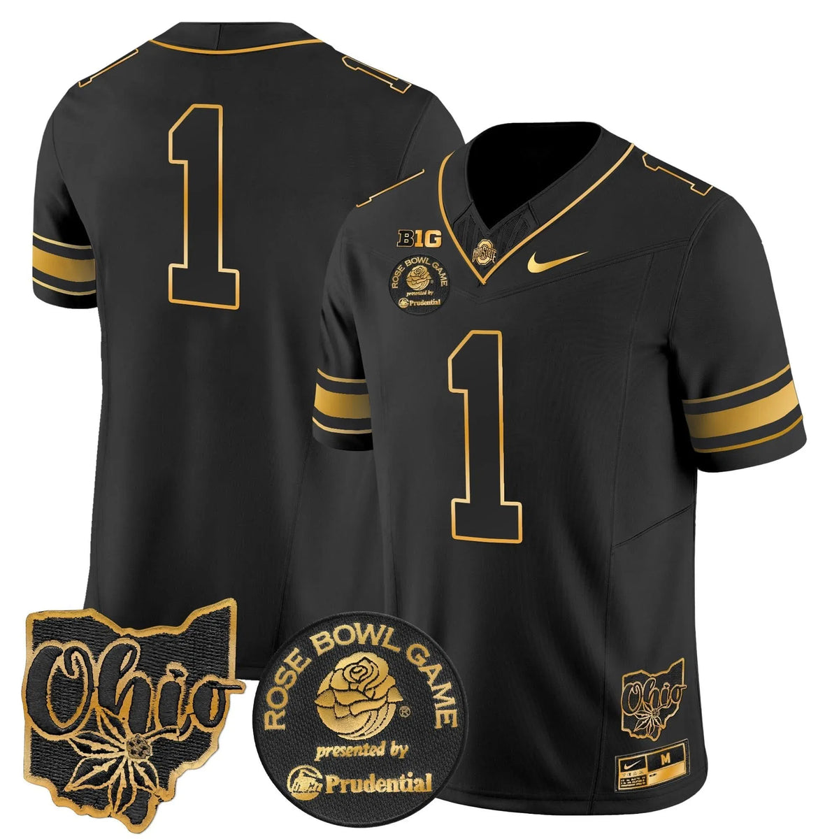 Personalized OSB Rose Bowl Gold Vapor Limited Jersey - Black Gold / #1 Team Stitched