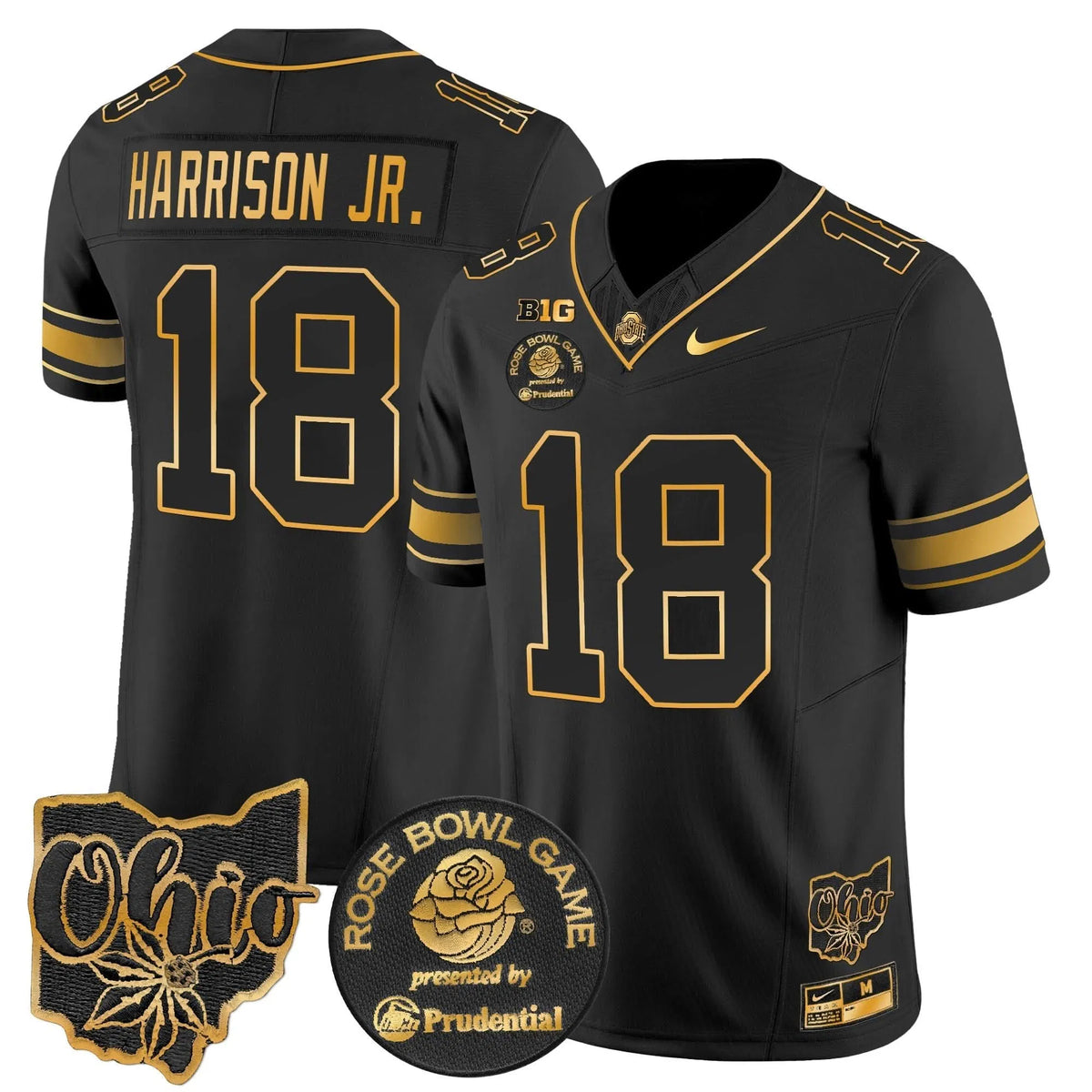 Personalized OSB Rose Bowl Gold Vapor Limited Jersey - Black Gold / Marvin Harrison Jr. Stitched