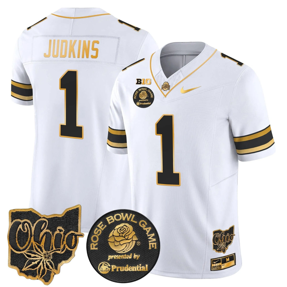 Personalized OSB Rose Bowl Gold Vapor Limited Jersey - White Gold / Quinshon Judkins Stitched