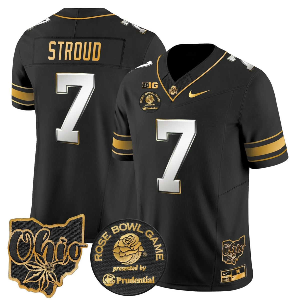 Personalized OSB Rose Bowl Gold Vapor Limited Jersey - Black Limited / C J Stroud Stitched