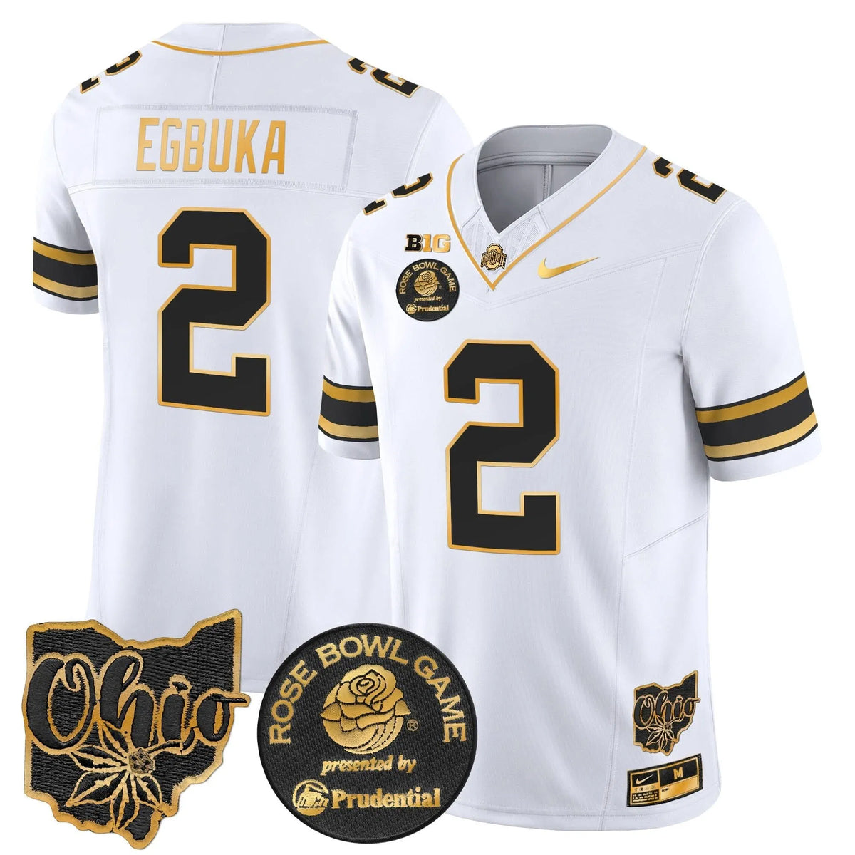 Personalized OSB Rose Bowl Gold Vapor Limited Jersey - White Gold / Emeka Egbuka Stitched