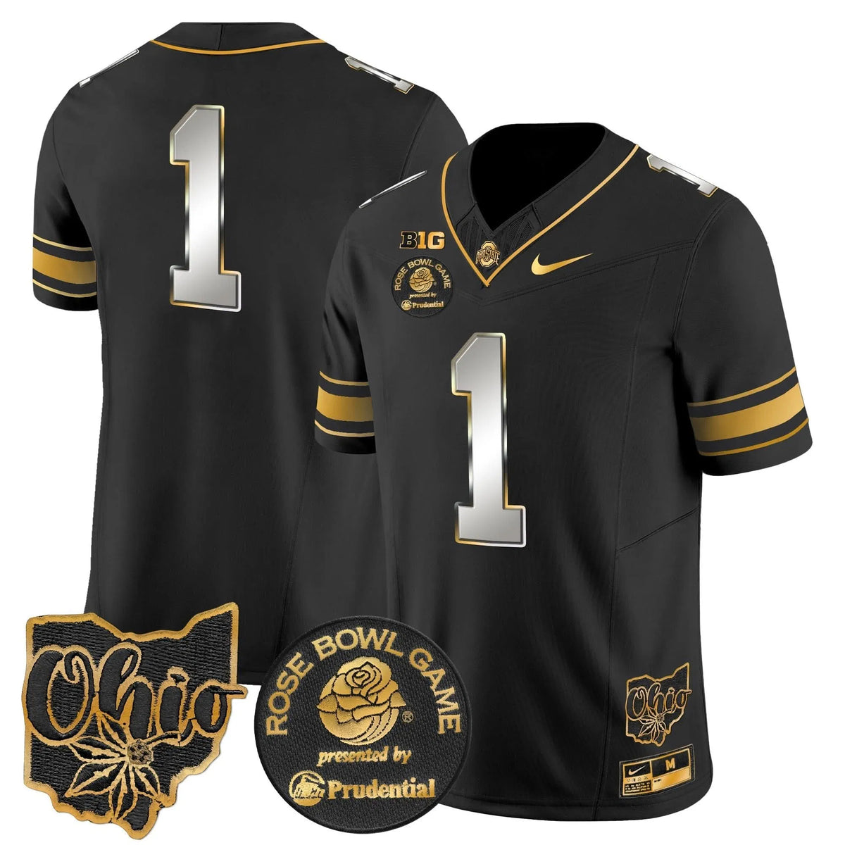 Personalized OSB Rose Bowl Gold Vapor Limited Jersey - Black Limited / #1 Team Stitched