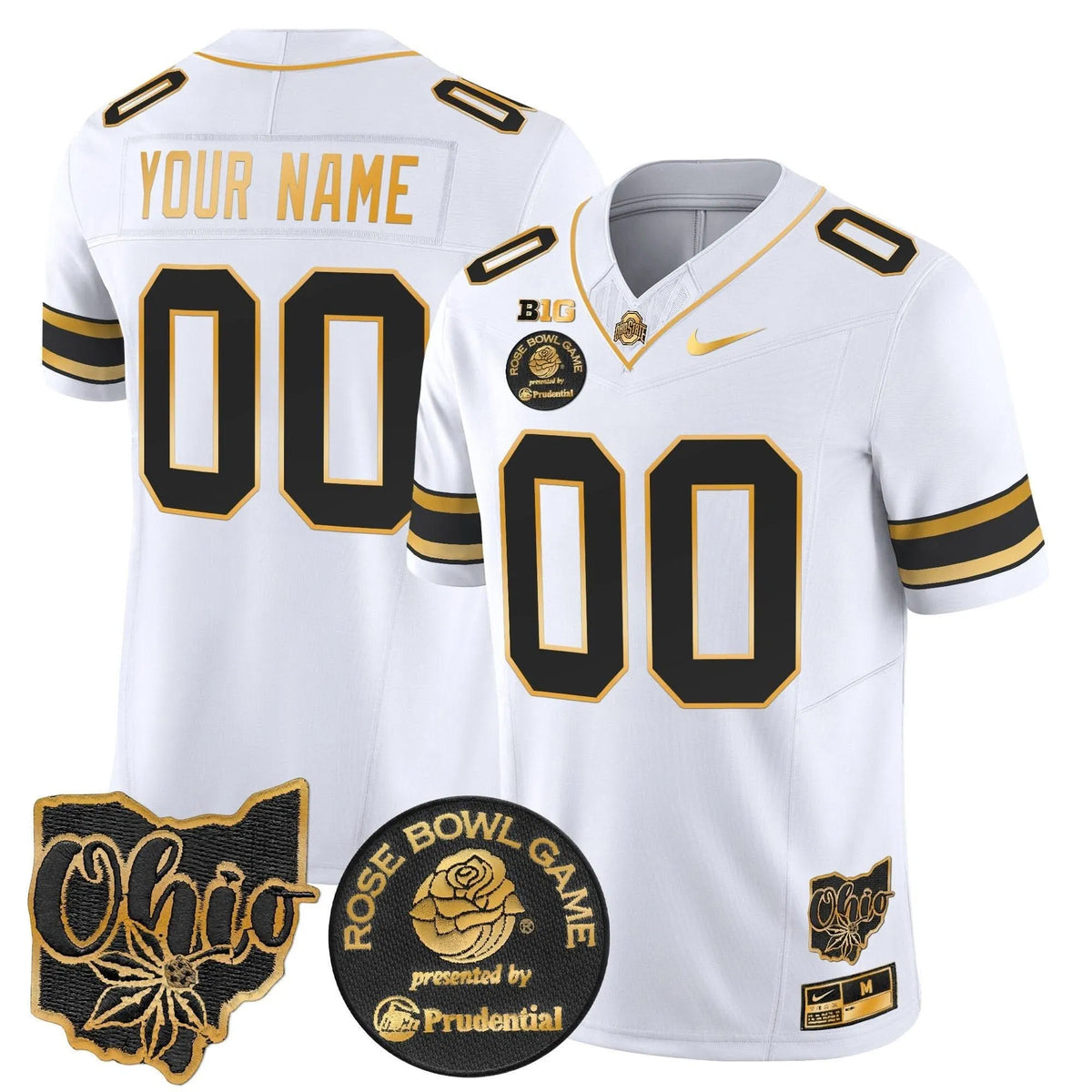 Personalized OSB Rose Bowl Gold Vapor Limited Custom Jersey - White Gold Stitched