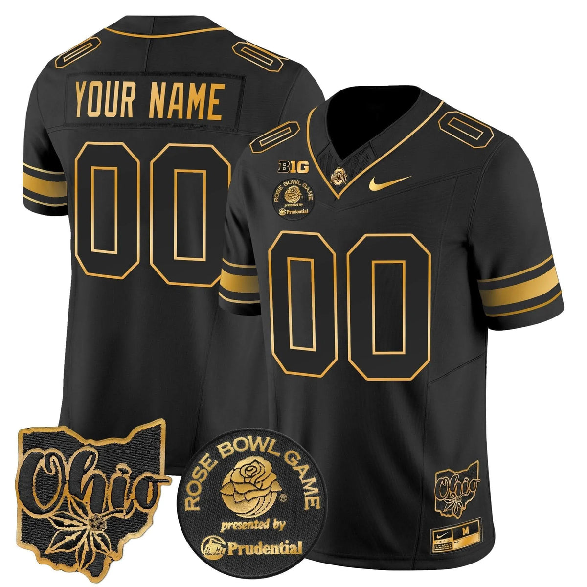 Personalized OSB Rose Bowl Gold Vapor Limited Custom Jersey - Black Gold Stitched