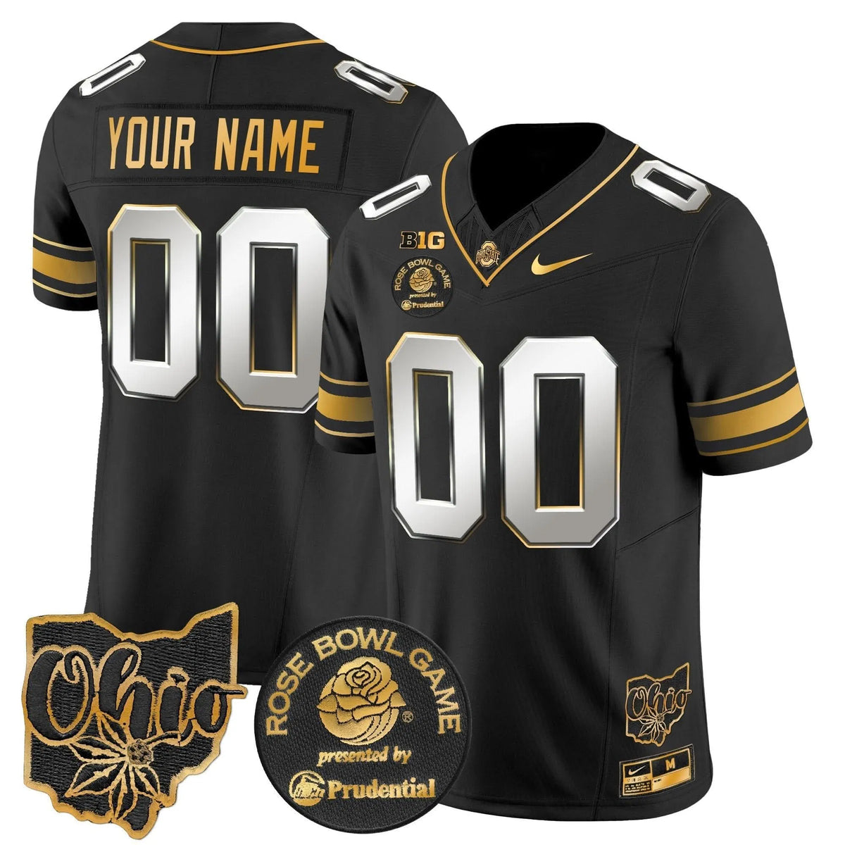 Personalized OSB Rose Bowl Gold Vapor Limited Custom Jersey - Black Limited Stitched