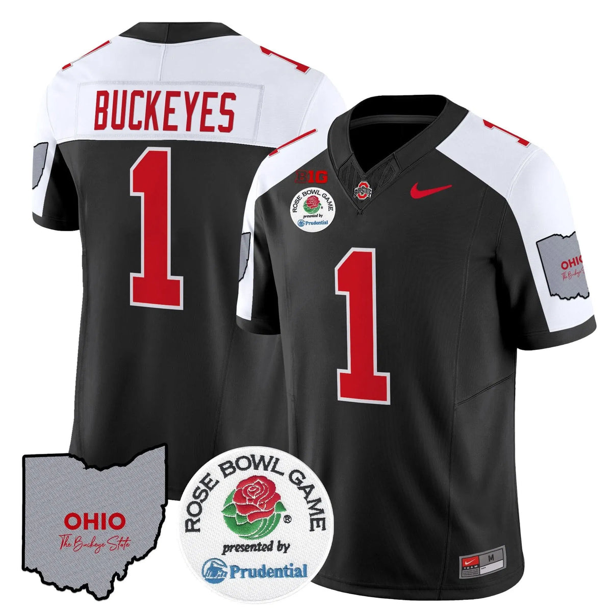 Personalized OSB Rose Bowl Vapor Limited Jersey V2 - Black Alternate / #1 Buckeyes Stitched