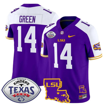 Personalized LSU 2026 Texas Bowl Patch Vapor Limited Jersey - Purple Alternate / Trey'Dez Green Stitched