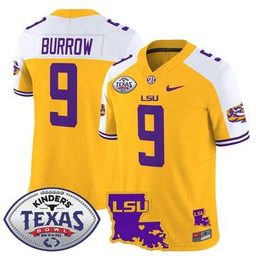 Personalized LSU 2026 Texas Bowl Patch Vapor Limited Jersey - Gold Alternate / Joe Burrow Stitched
