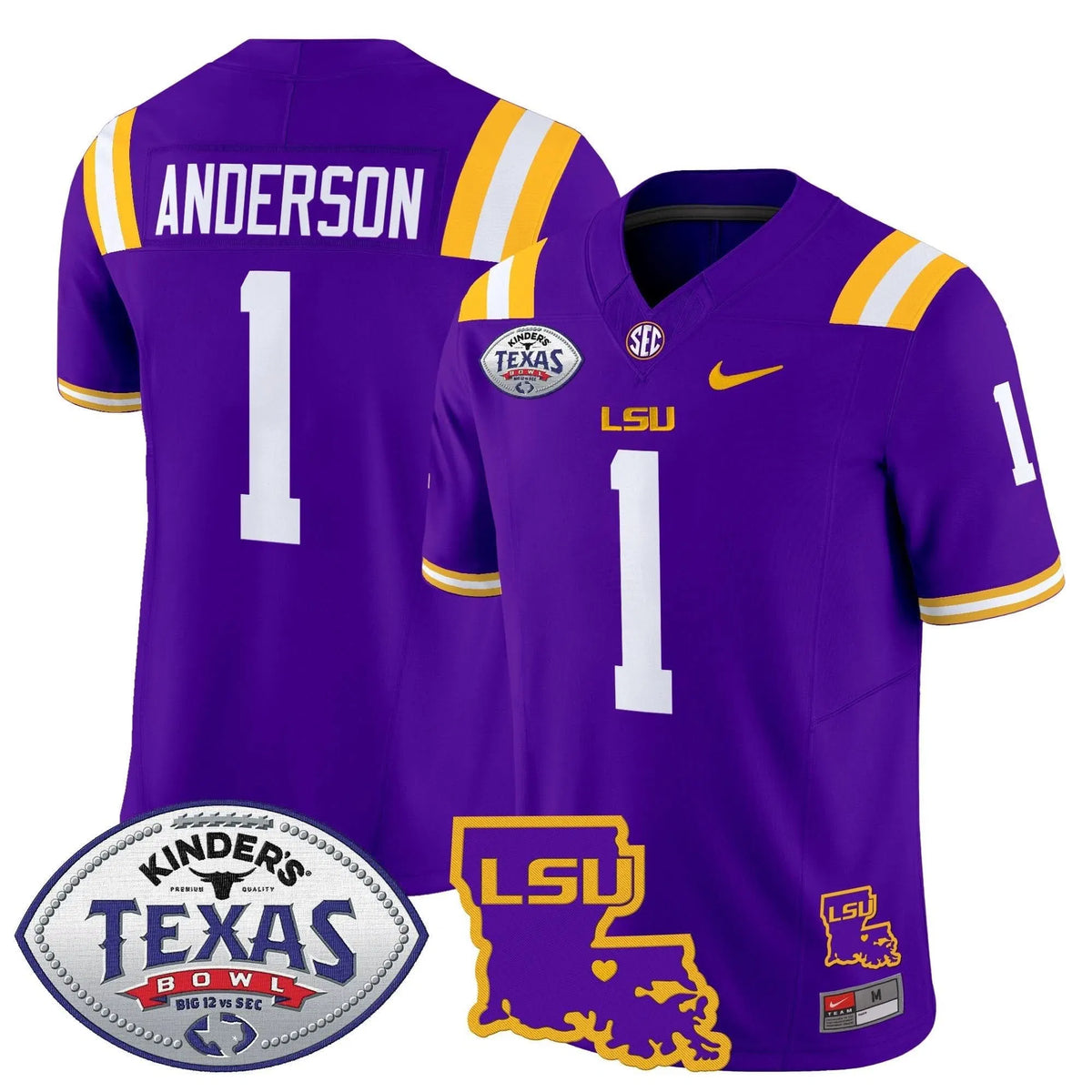 Personalized LSU 2026 Texas Bowl Patch Vapor Limited Jersey - Purple / Aaron Anderson Stitched