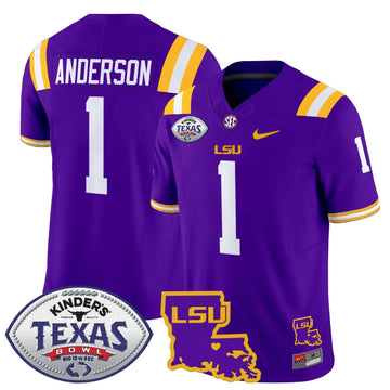 Personalized LSU 2026 Texas Bowl Patch Vapor Limited Jersey - Purple / Aaron Anderson Stitched