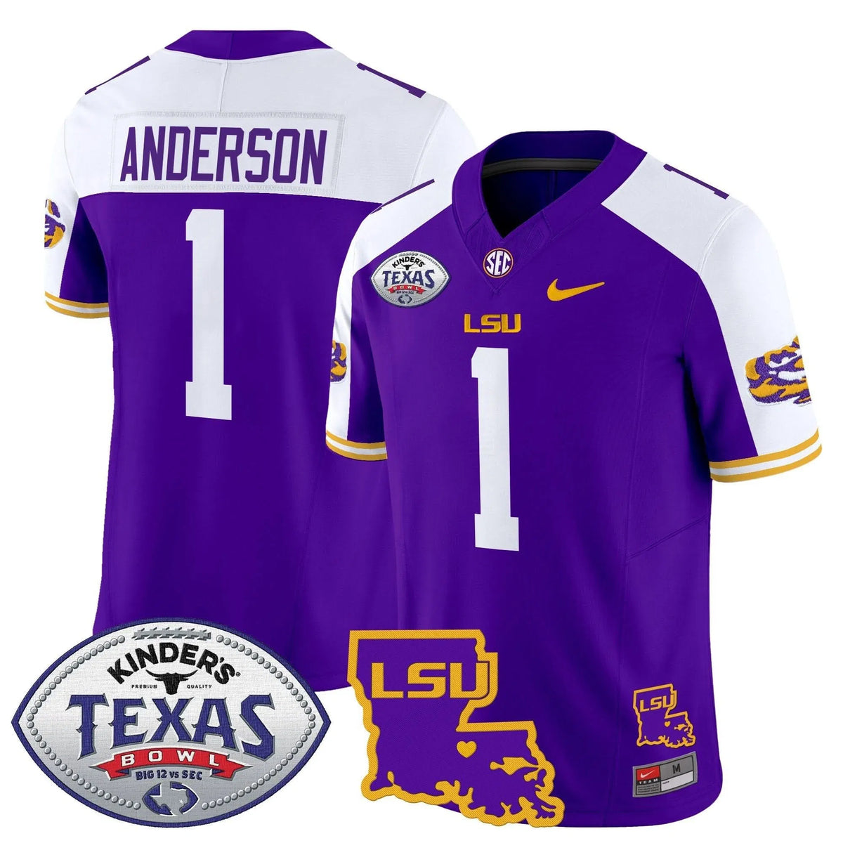 Personalized LSU 2026 Texas Bowl Patch Vapor Limited Jersey - Purple Alternate / Aaron Anderson Stitched