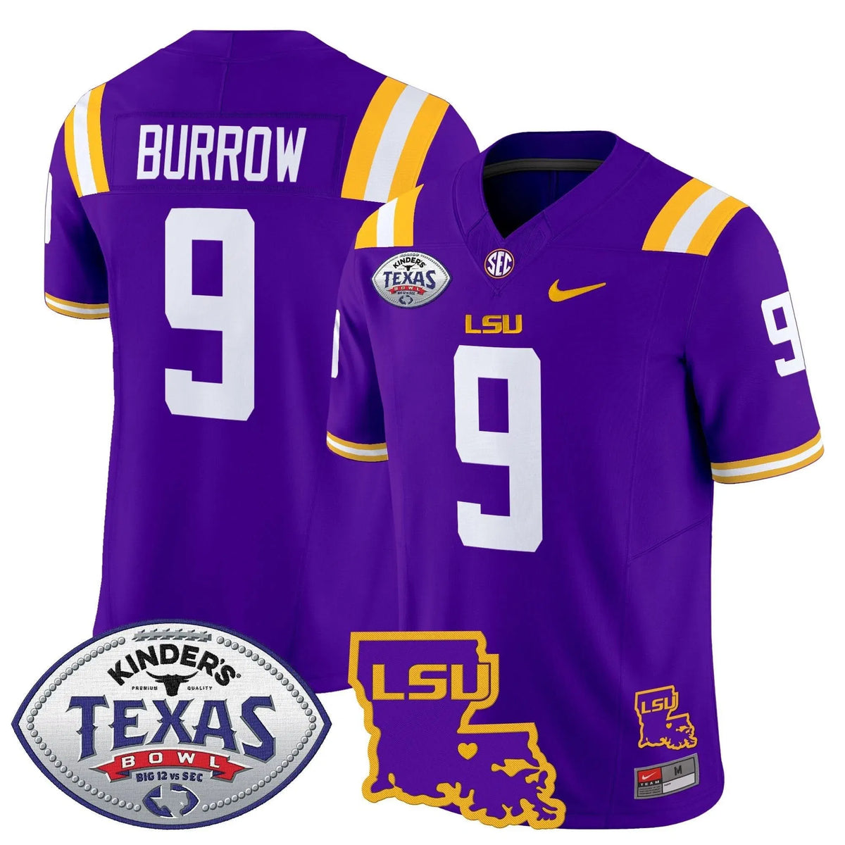 Personalized LSU 2026 Texas Bowl Patch Vapor Limited Jersey - Purple / Joe Burrow Stitched