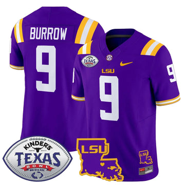 Personalized LSU 2026 Texas Bowl Patch Vapor Limited Jersey - Purple / Joe Burrow Stitched