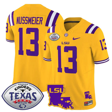 Personalized LSU 2026 Texas Bowl Patch Vapor Limited Jersey - Gold / Garrett Nussmeier Stitched