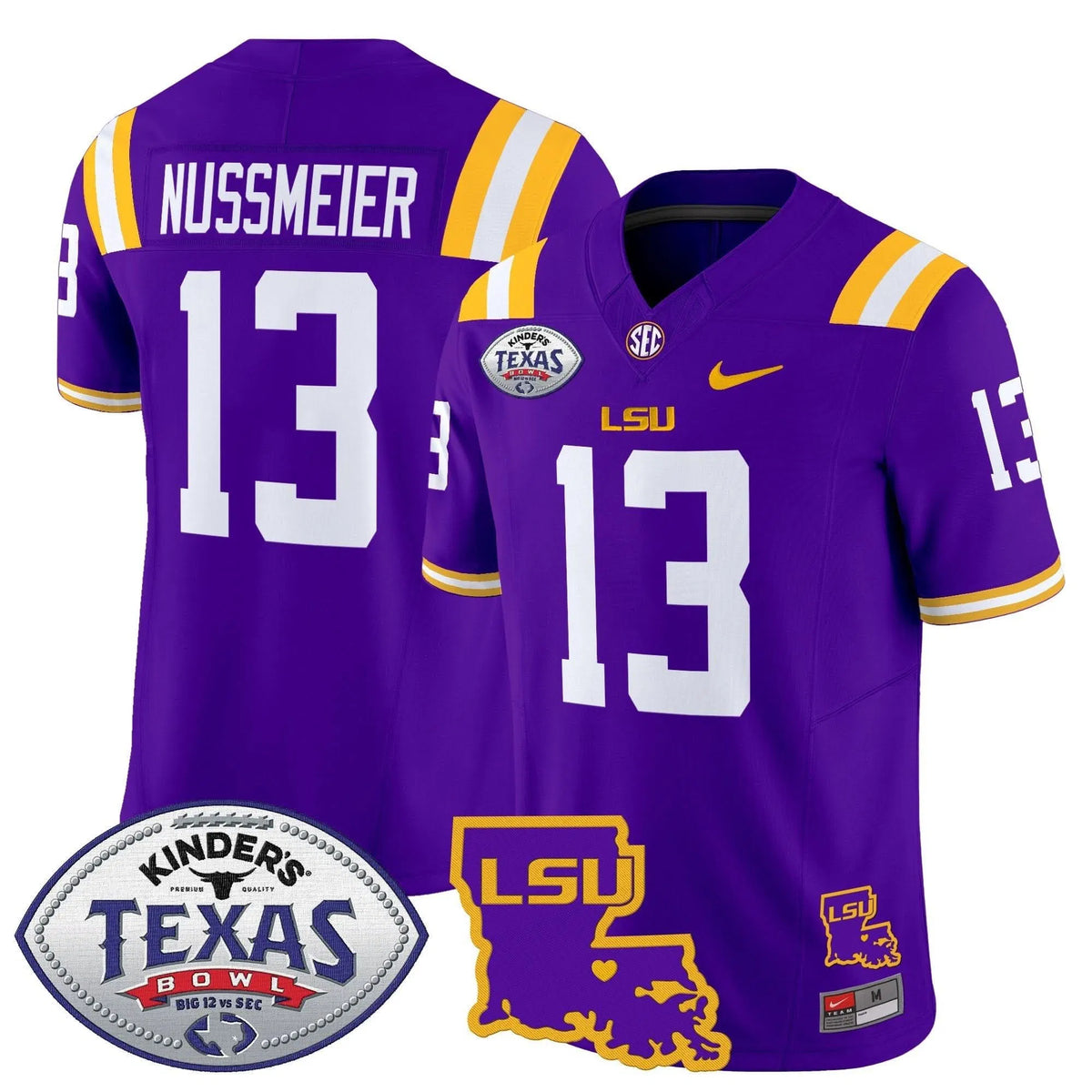 Personalized LSU 2026 Texas Bowl Patch Vapor Limited Jersey - Purple / Garrett Nussmeier Stitched