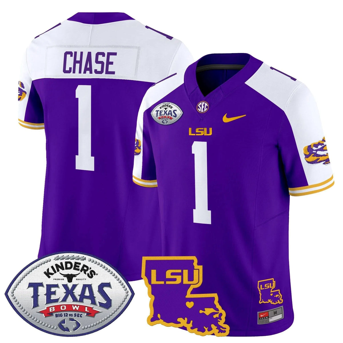 Personalized LSU 2026 Texas Bowl Patch Vapor Limited Jersey - Purple Alternate / Ja'Marr Chase Stitched