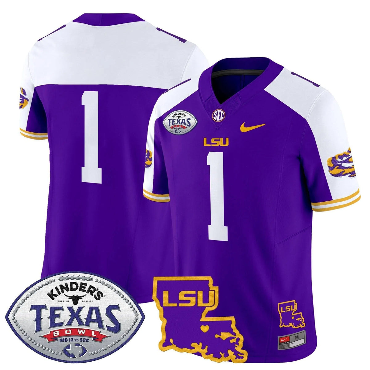Personalized LSU 2026 Texas Bowl Patch Vapor Limited Jersey - Purple Alternate / #1 Team Stitched