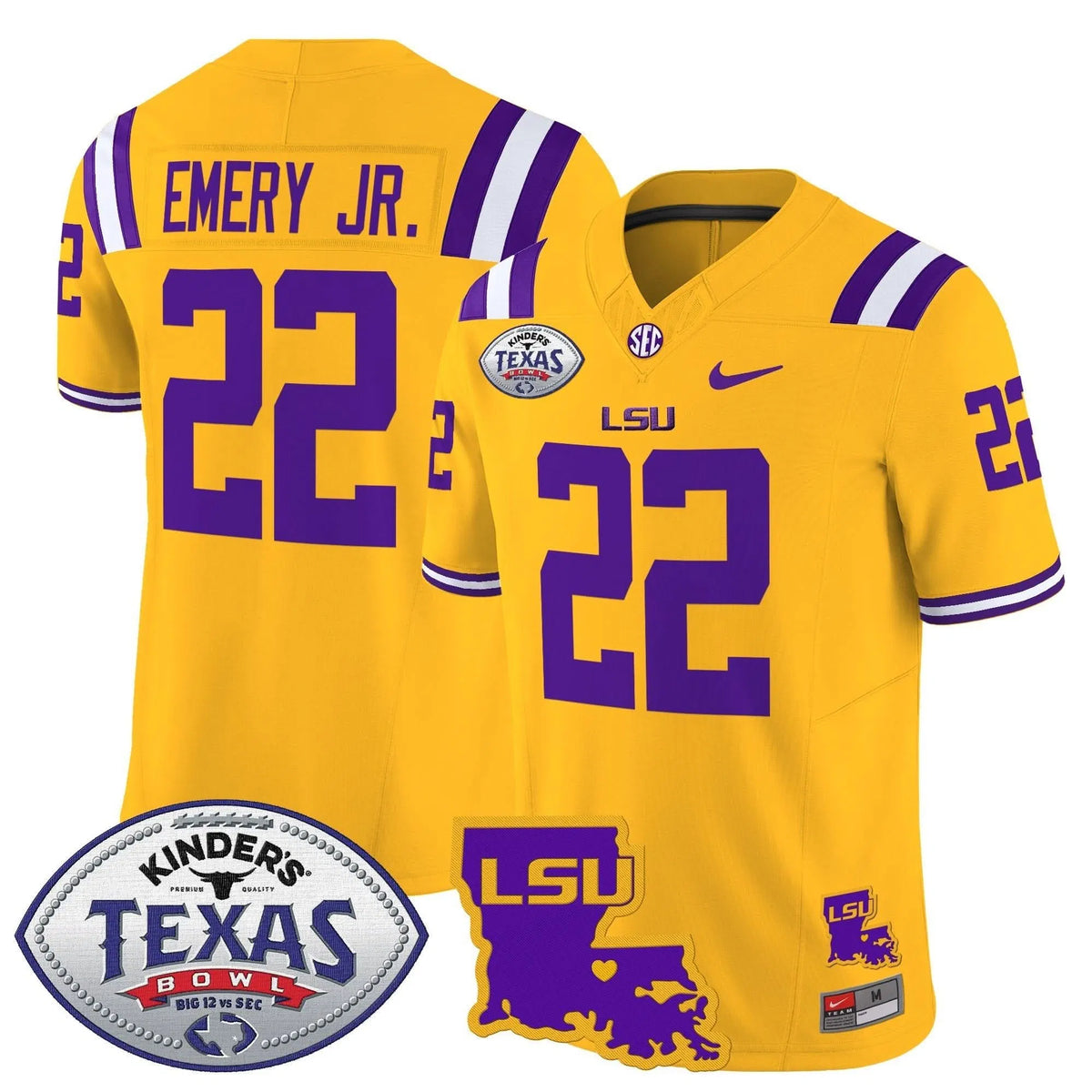 Personalized LSU 2026 Texas Bowl Patch Vapor Limited Jersey - Gold / John Emery Jr. Stitched