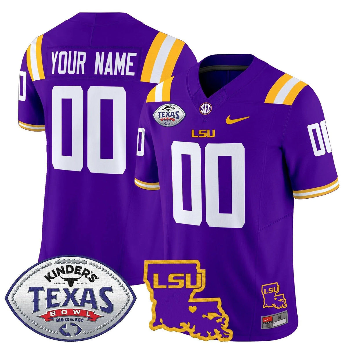 Personalized LSU 2026 Texas Bowl Patch Vapor Limited Custom Jersey - Purple Stitched