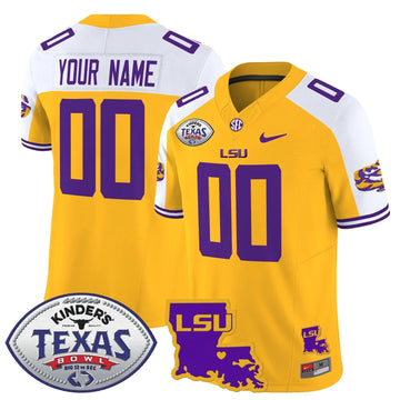 Personalized LSU 2026 Texas Bowl Patch Vapor Limited Custom Jersey - Gold Alternate Stitched