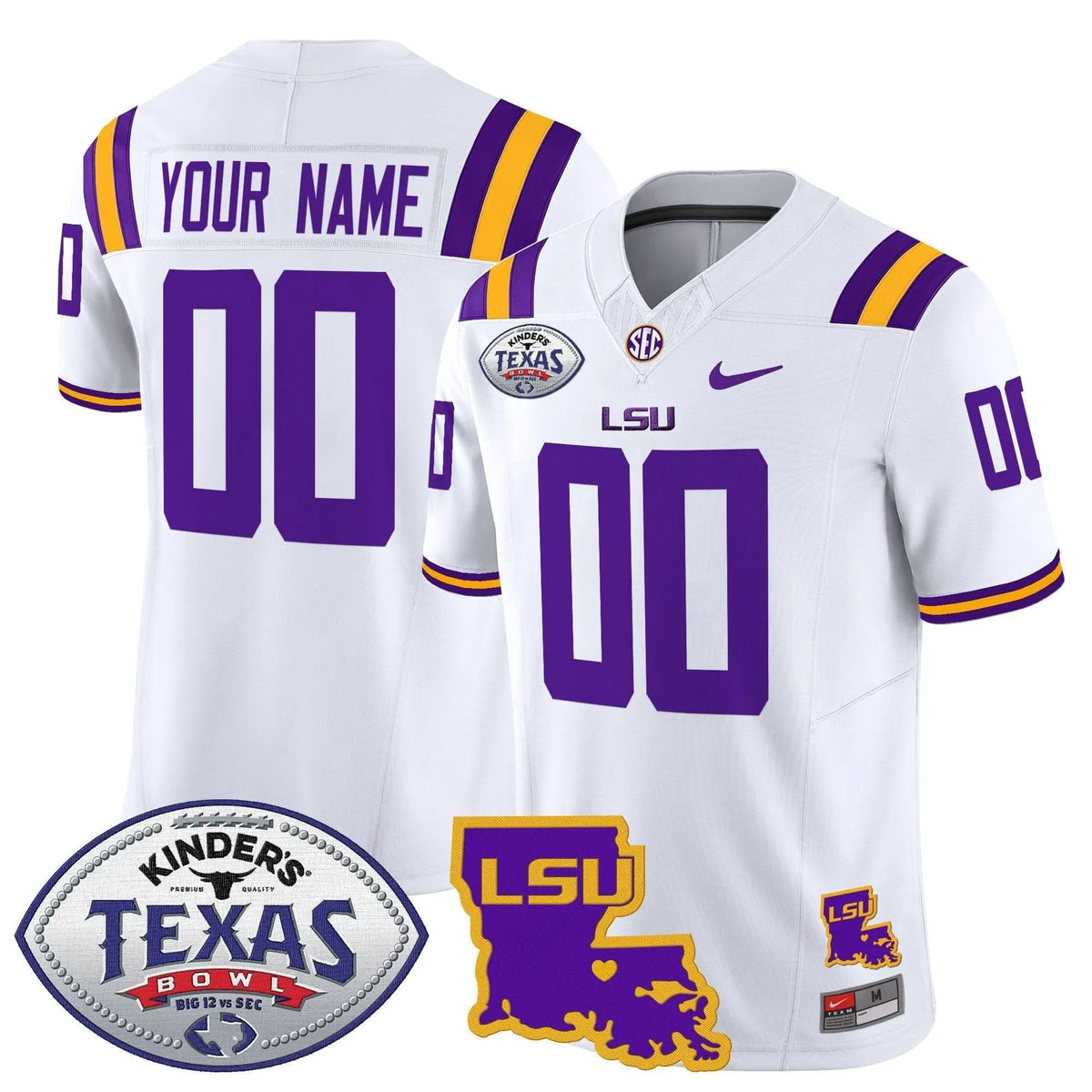Personalized LSU 2026 Texas Bowl Patch Vapor Limited Custom Jersey - White Stitched