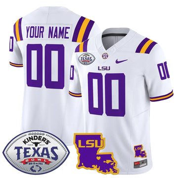 Personalized LSU 2026 Texas Bowl Patch Vapor Limited Custom Jersey - White Stitched