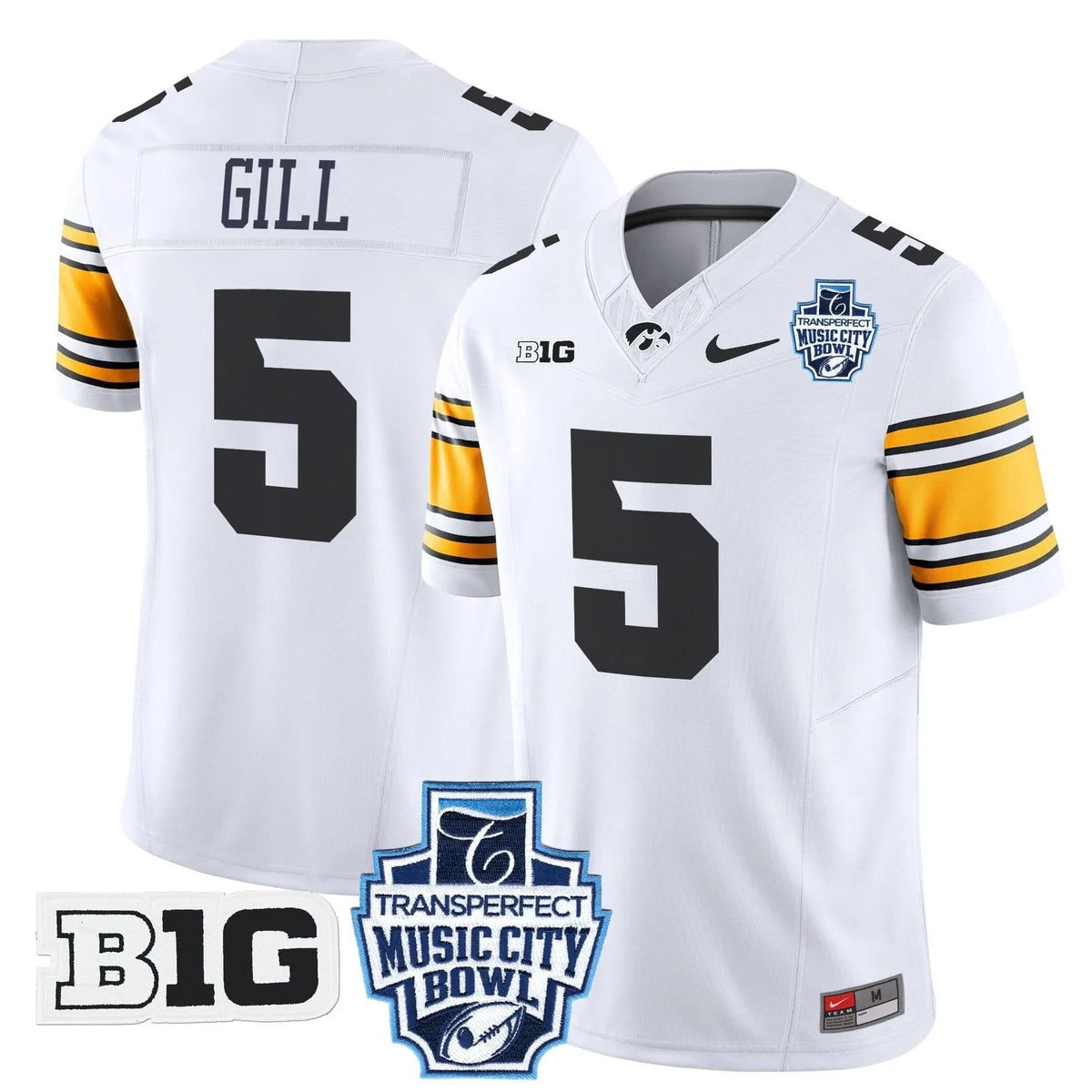 Personalized Iowa Hawkeyes 2026 Music City Bowl Vapor Limited Jersey - White / Jacob Gill Stitched
