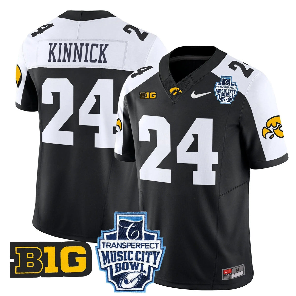 Personalized Iowa Hawkeyes 2026 Music City Bowl Vapor Limited Jersey - Black Alternate / Nile Kinnick Stitched