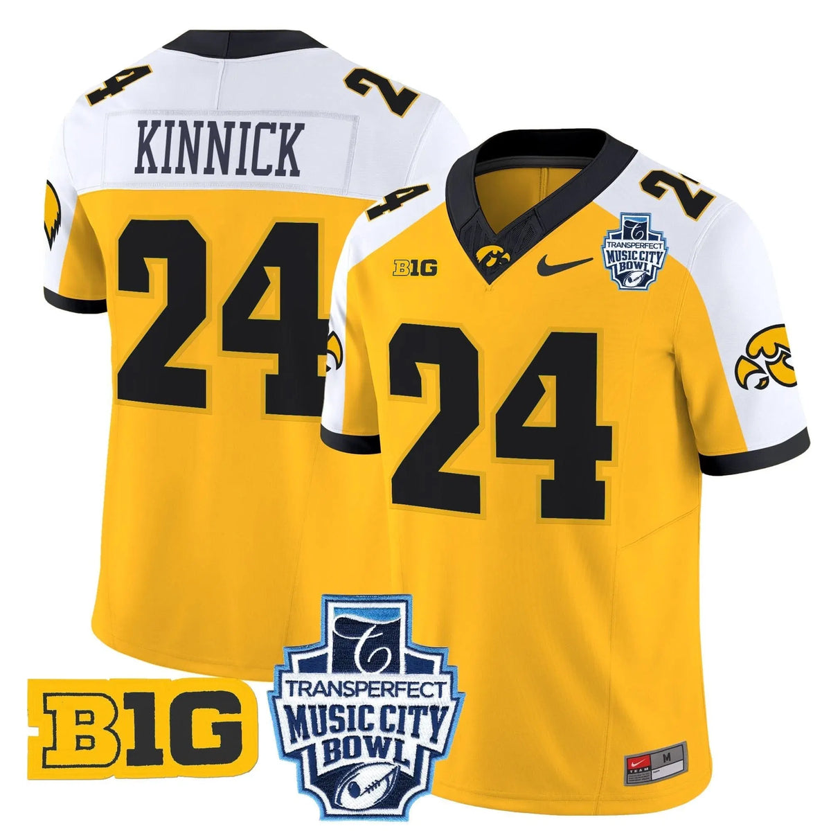 Personalized Iowa Hawkeyes 2026 Music City Bowl Vapor Limited Jersey - Gold Alternate / Nile Kinnick Stitched