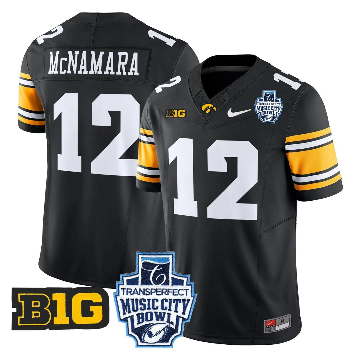 Personalized Iowa Hawkeyes 2026 Music City Bowl Vapor Limited Jersey - Black / Cade McNamara Stitched