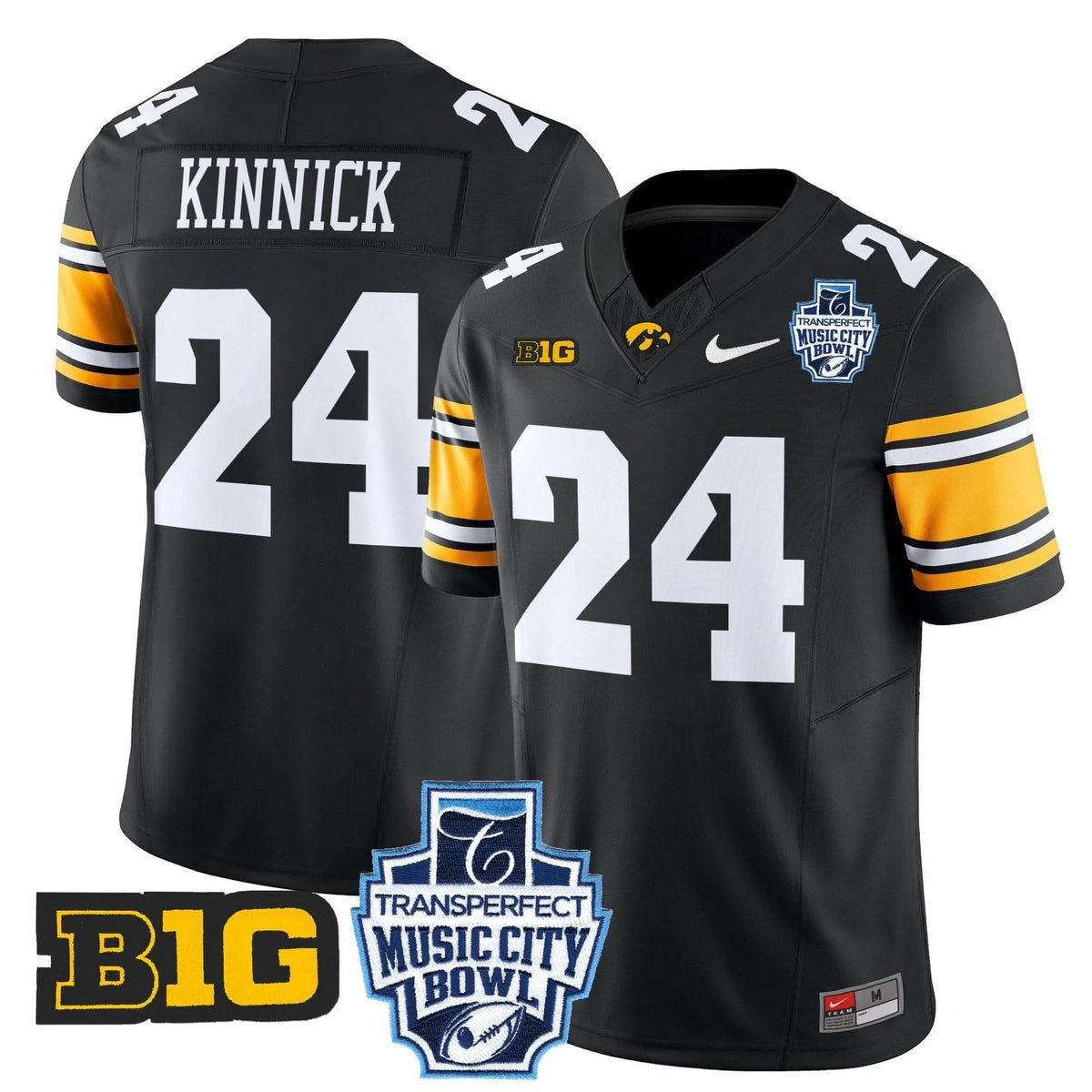 Personalized Iowa Hawkeyes 2026 Music City Bowl Vapor Limited Jersey - Black / Nile Kinnick Stitched
