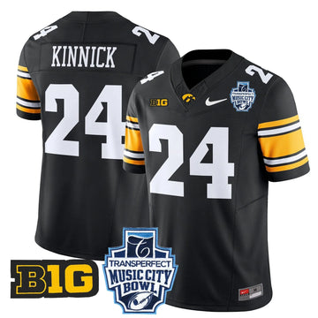 Personalized Iowa Hawkeyes 2026 Music City Bowl Vapor Limited Jersey - Black / Nile Kinnick Stitched