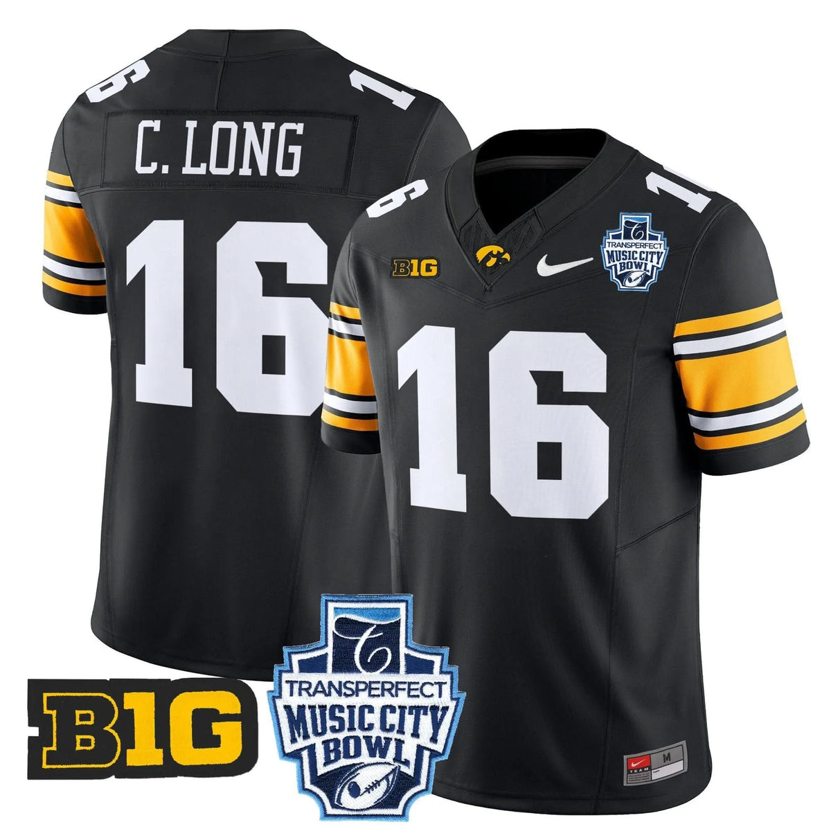Personalized Iowa Hawkeyes 2026 Music City Bowl Vapor Limited Jersey - Black / Chuck Long Stitched