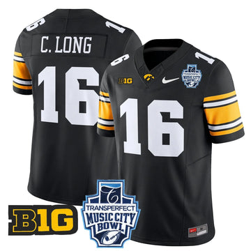 Personalized Iowa Hawkeyes 2026 Music City Bowl Vapor Limited Jersey - Black / Chuck Long Stitched