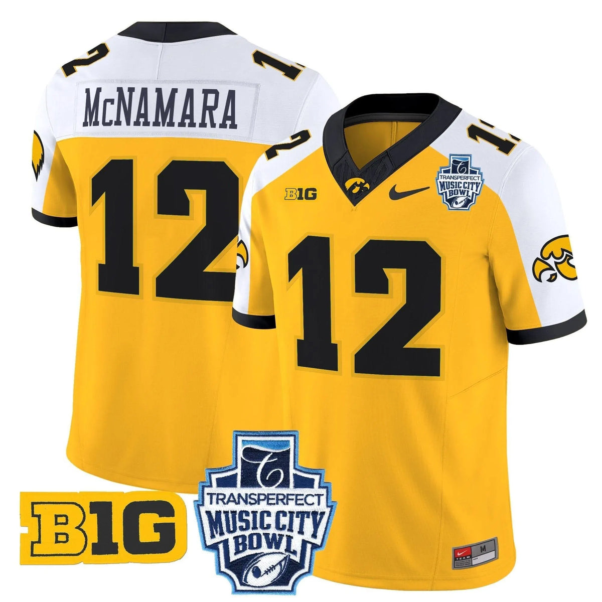 Personalized Iowa Hawkeyes 2026 Music City Bowl Vapor Limited Jersey - Gold Alternate / Cade McNamara Stitched