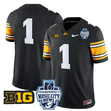 Personalized Iowa Hawkeyes 2026 Music City Bowl Vapor Limited Jersey - Black / #1 Team Stitched