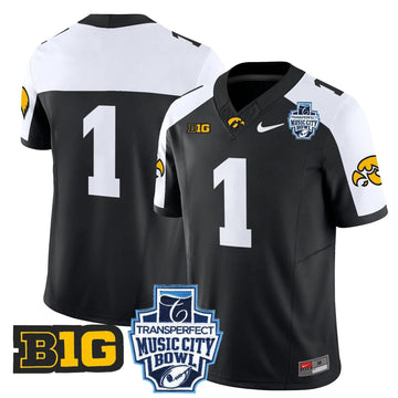 Personalized Iowa Hawkeyes 2026 Music City Bowl Vapor Limited Jersey - Black Alternate / #1 Team Stitched