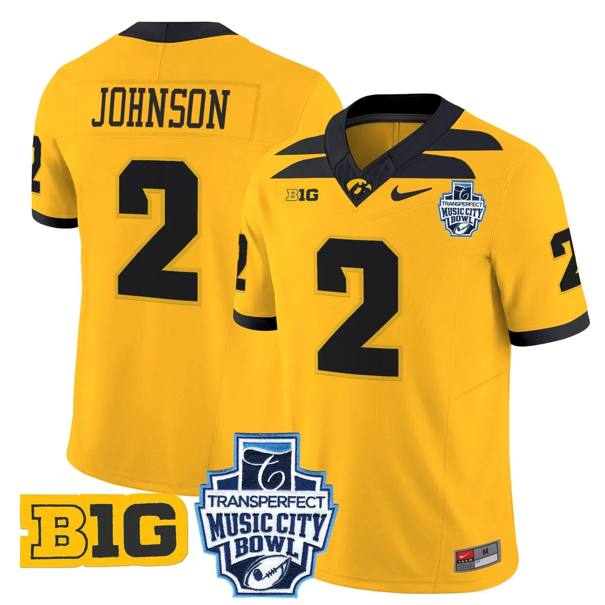 Personalized Iowa Hawkeyes 2026 Music City Bowl Vapor Limited Jersey - Gold / Kaleb Johnson Stitched