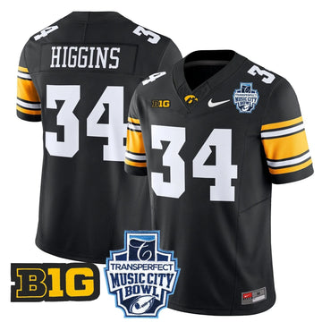 Personalized Iowa Hawkeyes 2026 Music City Bowl Vapor Limited Jersey - Black / Jay Higgins Stitched