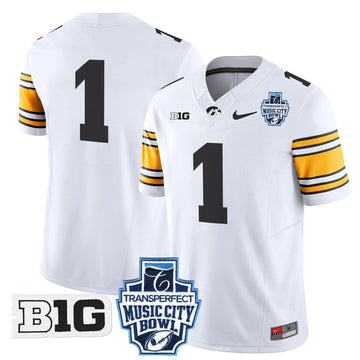 Personalized Iowa Hawkeyes 2026 Music City Bowl Vapor Limited Jersey - White / #1 Team Stitched