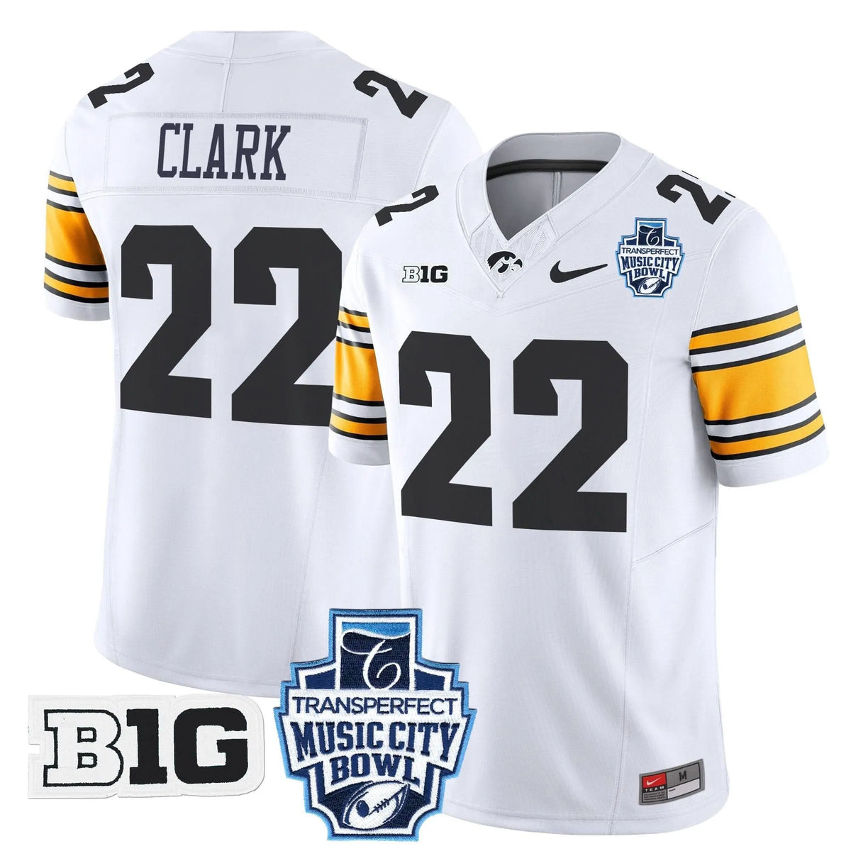 Personalized Iowa Hawkeyes 2026 Music City Bowl Vapor Limited Jersey - White / Caitlin Clark Stitched