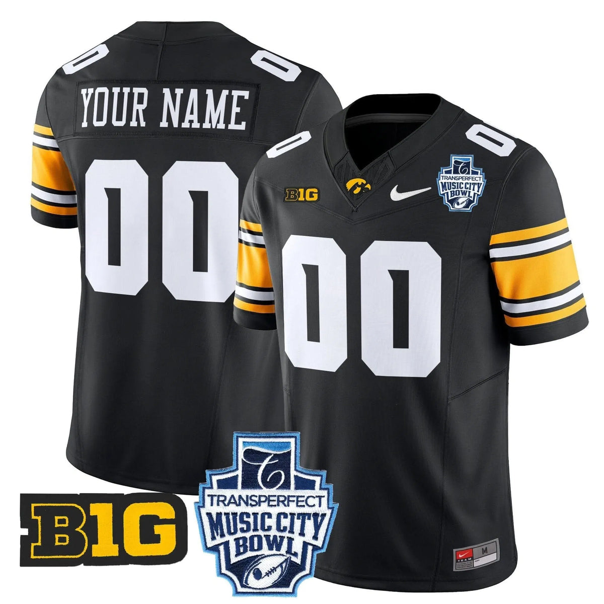Personalized Iowa Hawkeyes 2026 Music City Bowl Vapor Limited Custom Jersey - Black Stitched