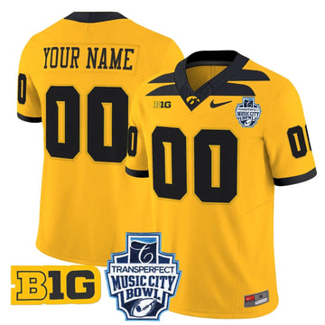 Personalized Iowa Hawkeyes 2026 Music City Bowl Vapor Limited Custom Jersey - Gold Stitched