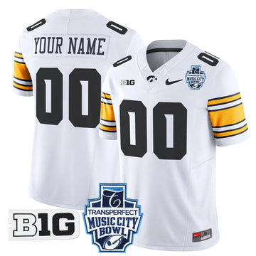 Personalized Iowa Hawkeyes 2026 Music City Bowl Vapor Limited Custom Jersey - White Stitched